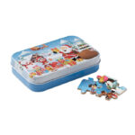 Świąteczne drewniane puzzle 60 elementów w metalowym pudełku