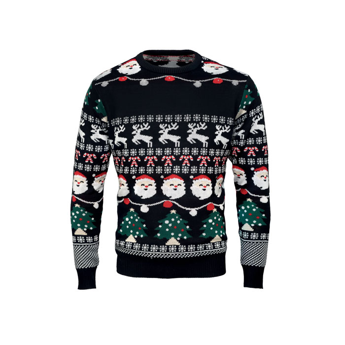 Czarny świąteczny sweter LED z akrylu, rozmiar S/M