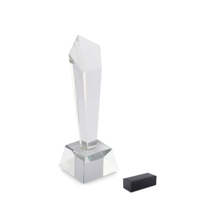 mo2236-22 Kryształowa statuetka i trofeum ze szkła w pudełku upominkowym