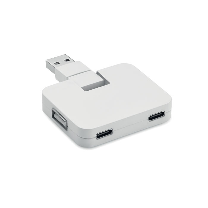 4-portowy hub USB 2.0 z ABS z wyjściem Type-A i Type-C