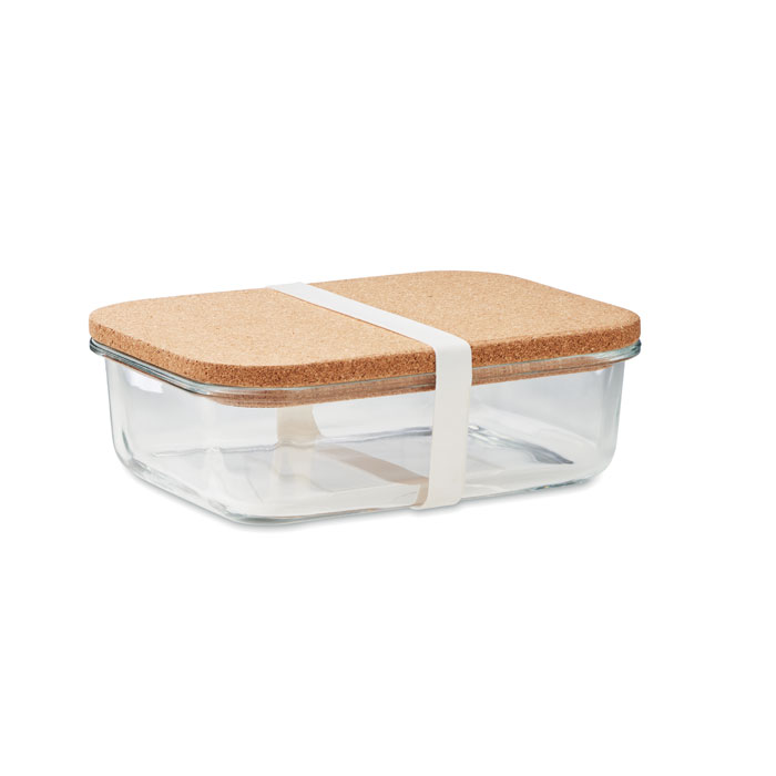 mo2255-22 Szklany lunchbox z korkową pokrywką i silikonową opaską