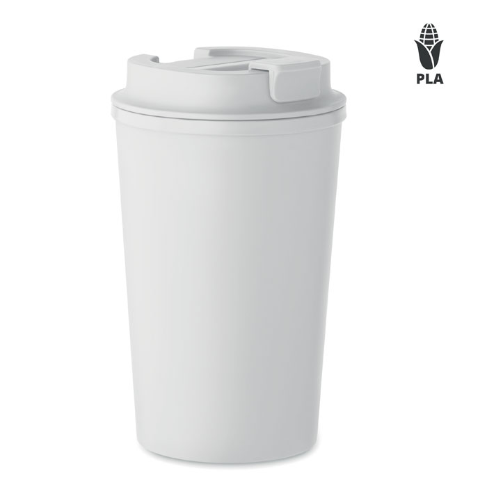 mo2310-06 Dwuścienny kubek z PLA na bazie kukurydzy, 350 ml, kolor petrol