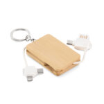 Bambusowy brelok z kablem USB-C do ładowania
