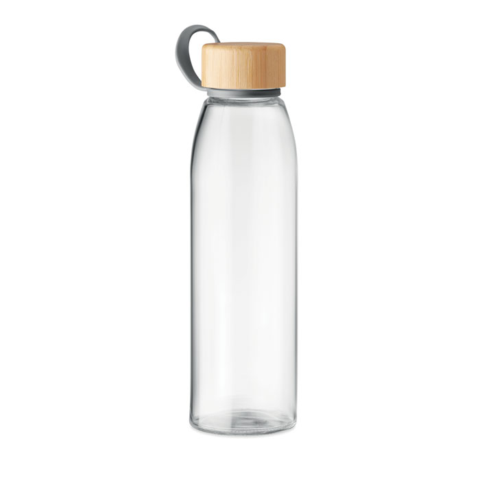 mo6246-22 Szklana butelka na wodę 500 ml z bambusową pokrywką