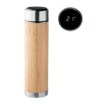 Termos ze stali z bambusem, filtrem i termometrem LED 480 ml