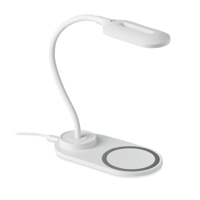 mo6349-06 Biała lampka biurkowa LED z ładowarką indukcyjną
