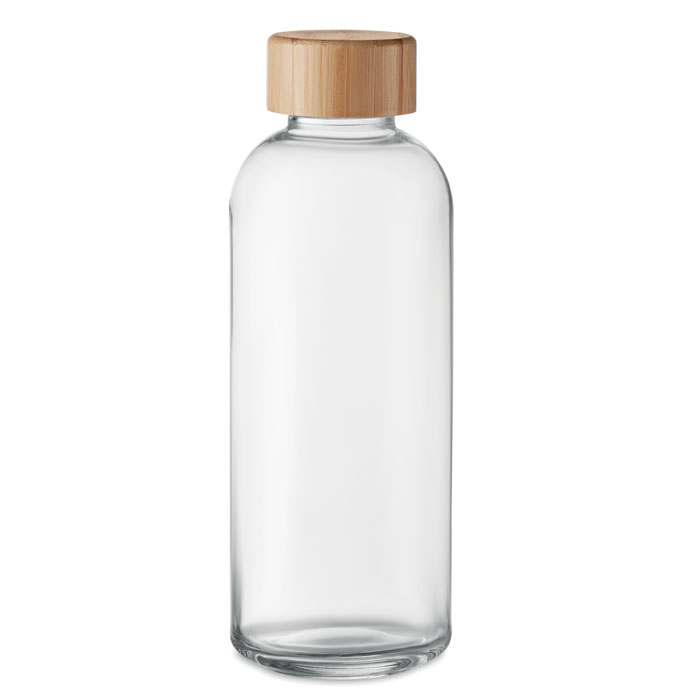 mo6426-22 Szklana butelka na wodę 650 ml z bambusową pokrywką