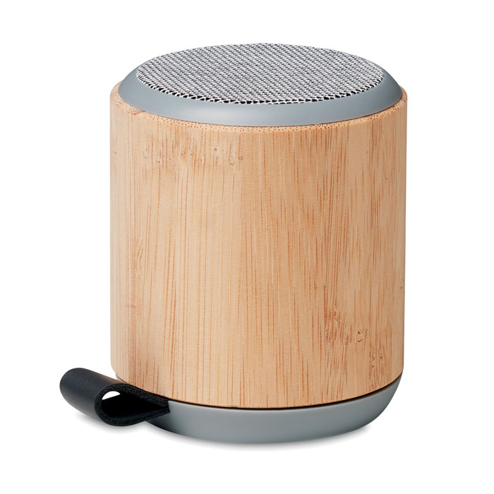 Bambusowy głośnik bluetooth z paskiem PU, walec
