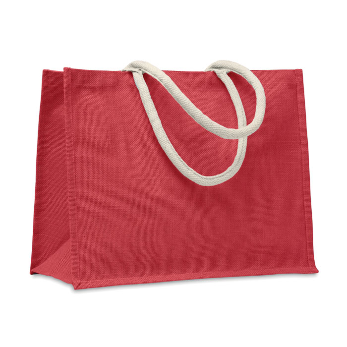 mo6443-05 Laminowana jutowa torba plażowa z bawełnianym uchwytem