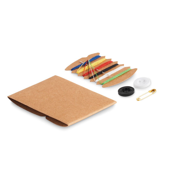 mo6489-13 Beżowy podróżny zestaw do szycia w pudełku z papieru kraft