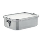 Srebrny stalowy lunchbox z wewnętrzną przegródką