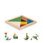 Drewniany kolorowy tangram z siedmiu elementów geometrycznych