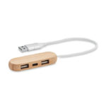 3-portowy hub USB 2.0 Type-C w bambusowym etui z kablem 24 cm