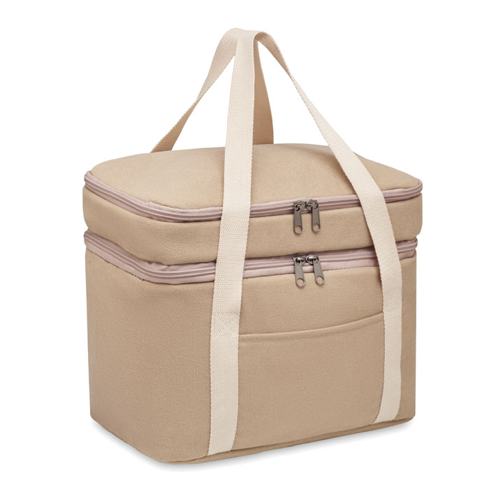 mo6868-13 Torba termiczna canvas z dwiema przegrodami, beżowa