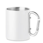 Dwuścienny metalowy kubek vintage z uchwytem karabińczykiem, 300 ml