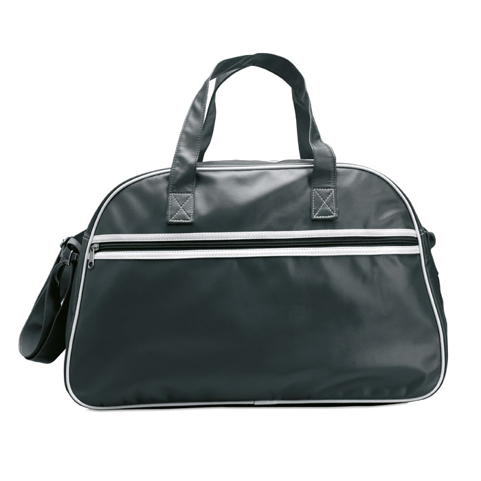 Torba sportowa vintage z matowego PVC z białą lamówką