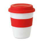 Kubek z tworzywa PP z silikonową pokrywą i pierścieniem, 350 ml