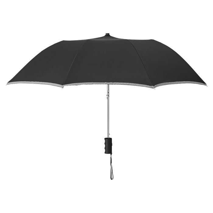 mo8584-03 Czarny parasol składany 21 cali z etui z odblaskami