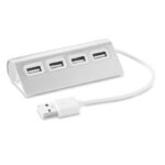 Aluminiowy hub USB z czterema wejściami USB 2.0 z kablem 14,5 cm