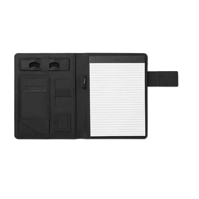 mo9231-03 Teczka konferencyjna A5 z okładką z płótna PU z power bankiem i notesem