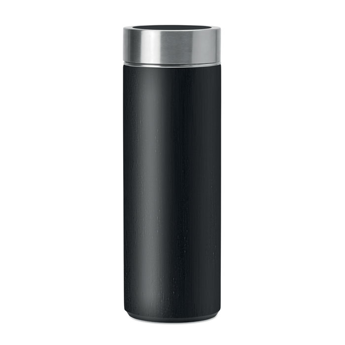 Dwuścienny termos ze stali z bambusową obudową 400 ml