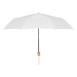 Biały parasol składany 21 cali z drewnianą rączką, rozłożony