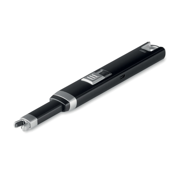 Czarna smukła zapalniczka USB z plazmowym łukiem