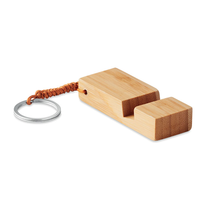 mo9743-40 Bambusowy stojak na telefon w formie breloka