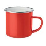 Metalowy kubek vintage z warstwą emalii, 350 ml, kolor czerwony