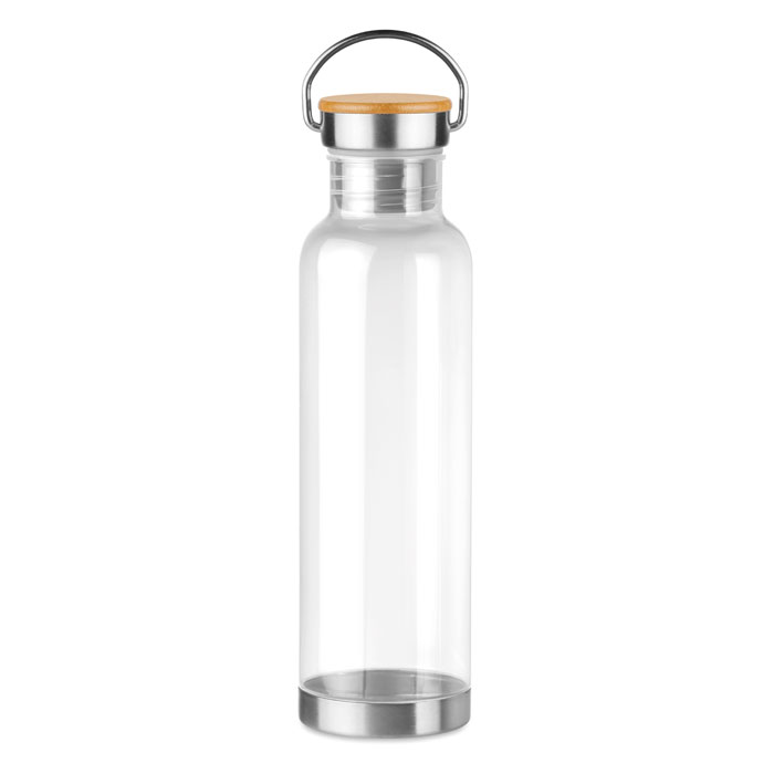 mo9850-22 Butelka na wodę z Tritanu 800 ml z bambusową pokrywką