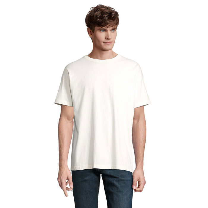 Męski t-shirt oversize z bawełny organicznej z opadającymi rękawami
