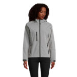 Damska kurtka softshell z kapturem, membrana wodoodporna