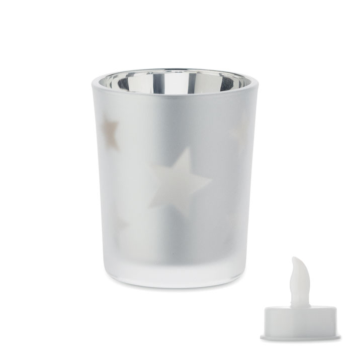 cx1572-16 Świeczka LED typu tealight w szklanym słoiku