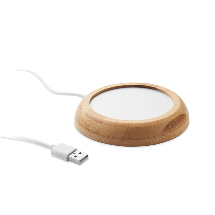 Bambusowy podgrzewacz do kubków na USB utrzymujący napój do 45 stopni