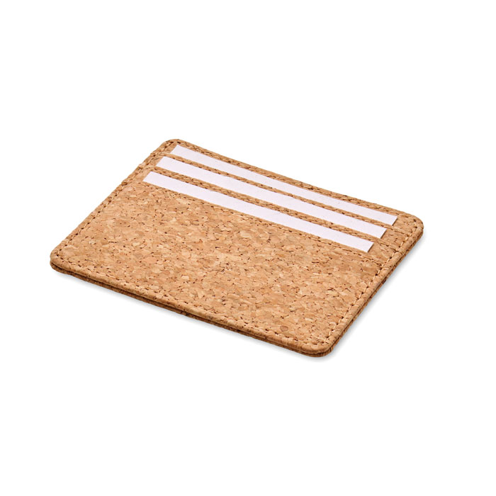 mo2625-13 Beżowe etui na karty z naturalnego korka z przegrodą RFID