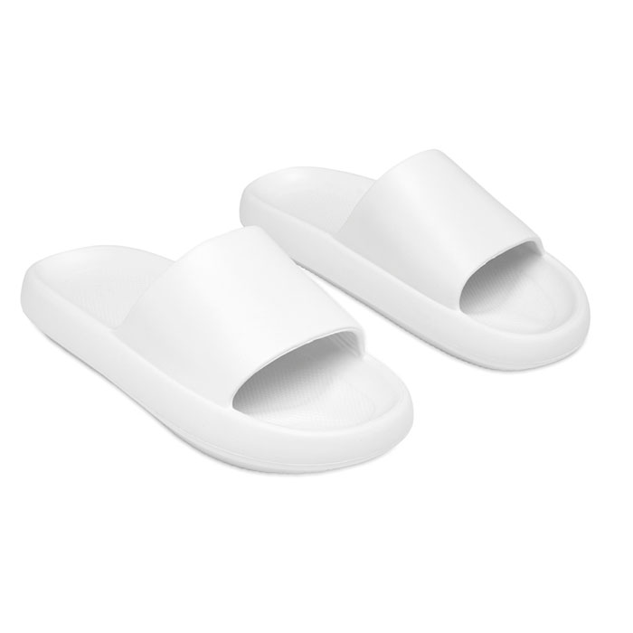Białe klapki unisex z pełną podeszwą EVA, rozmiar 44/45
