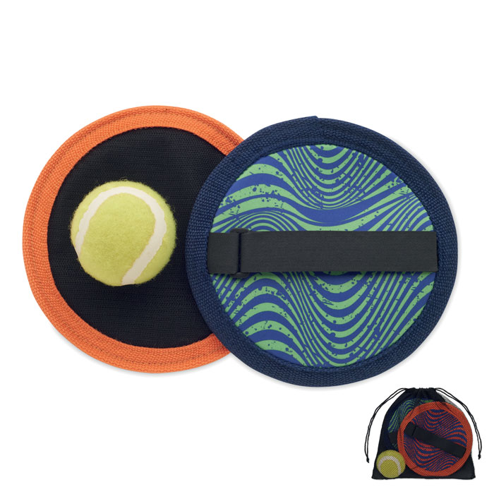 mo2976-99 Neoprenowa gra w łapanie piłek z piłką i parą łapaczy w siatce RPET