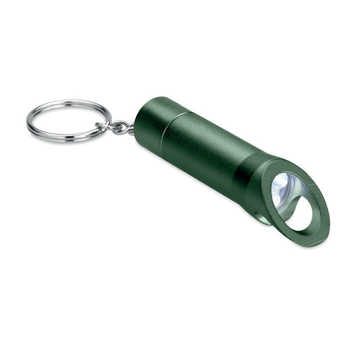 Aluminiowy brelok z latarką LED i otwieraczem do butelek