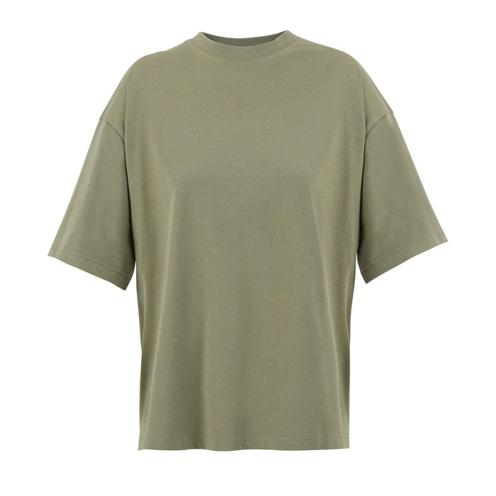 Damski t-shirt oversize z bawełny organicznej z opadającymi rękawami